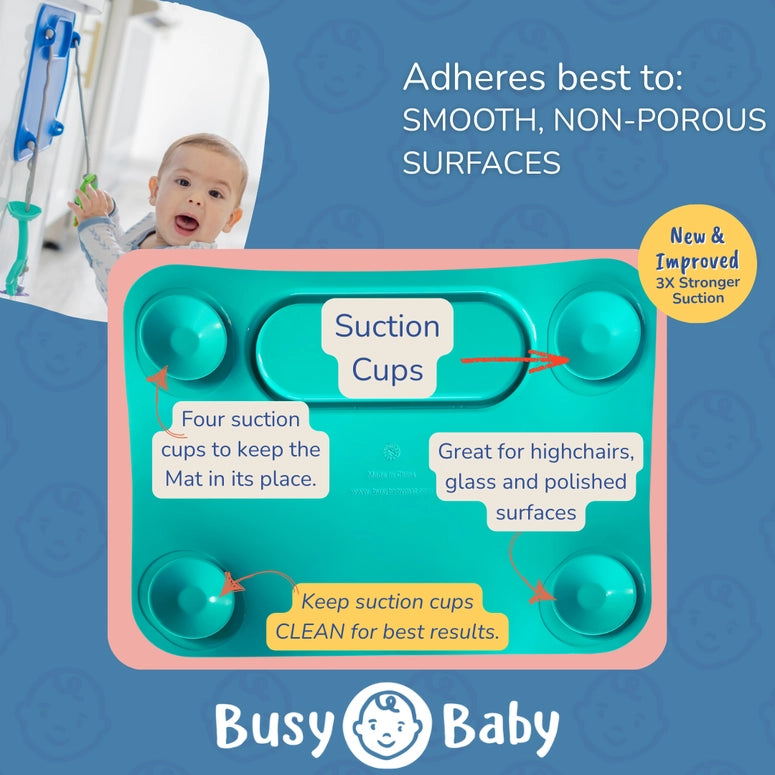 Busy Baby Silicone Placemat - 4 Tether Version-Blue