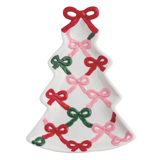 MUD PIE BOW CHRISTMAS TREE PLATTER
