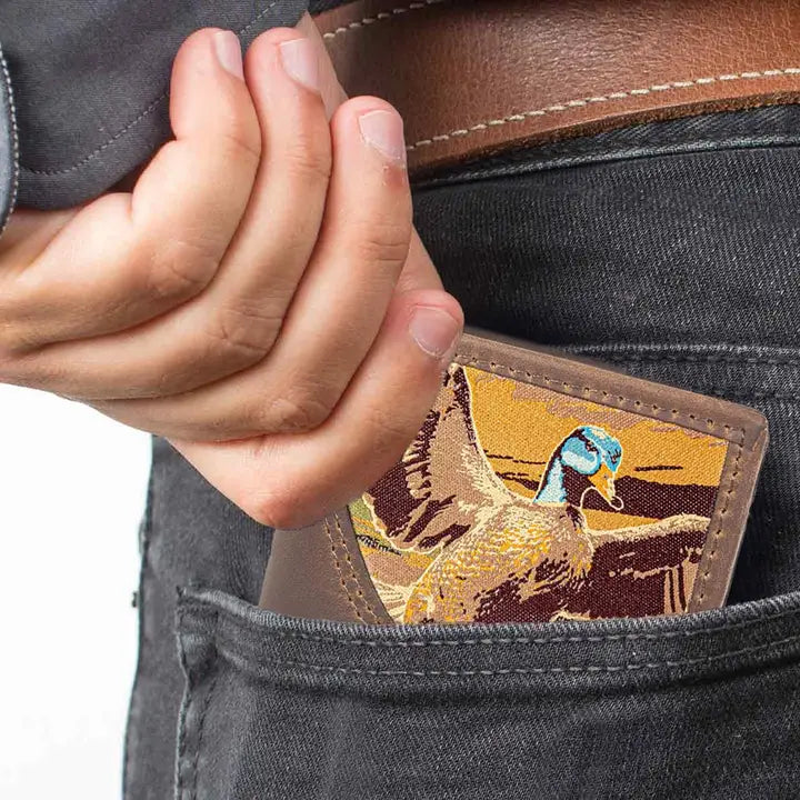 Zep-Pro Mallard Men's Bifold Woven Patch Leather Wallet