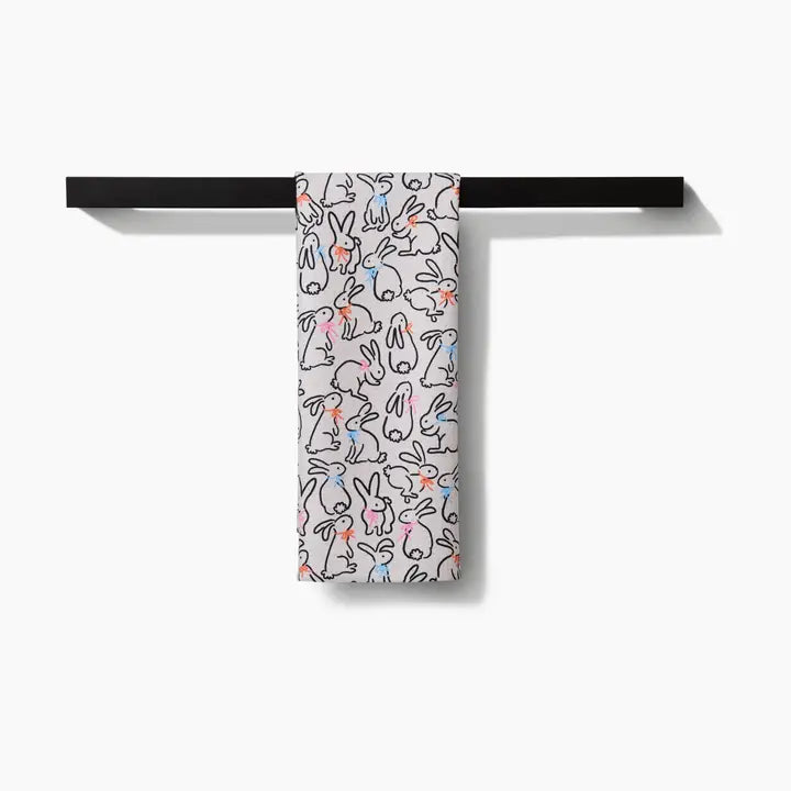 Geometry Playful Bunnies Tea Towel