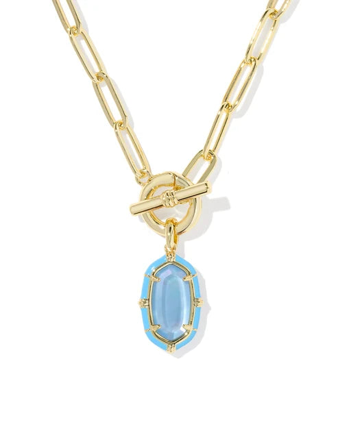 KENDRA SCOTT ELISA ENAMEL LINK AND CHAIN NECKLACE GOLD PERIWINKLE ILLUSION