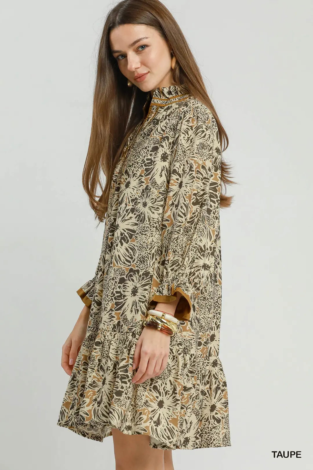 Umgee Floral Print Tiered Dress