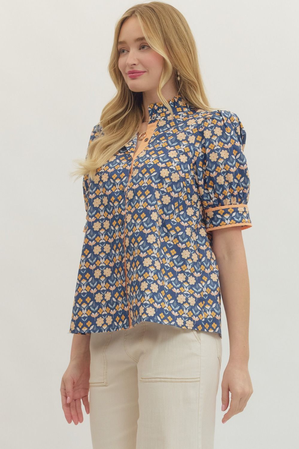 Entro Navy Floral Top