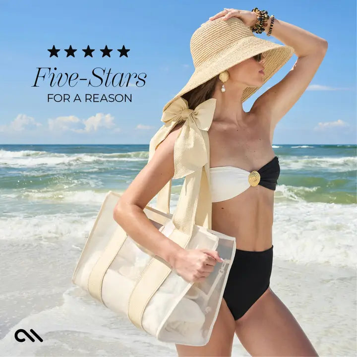 Case-Mate Ecru Raffia Bow Jelly Tote Bag