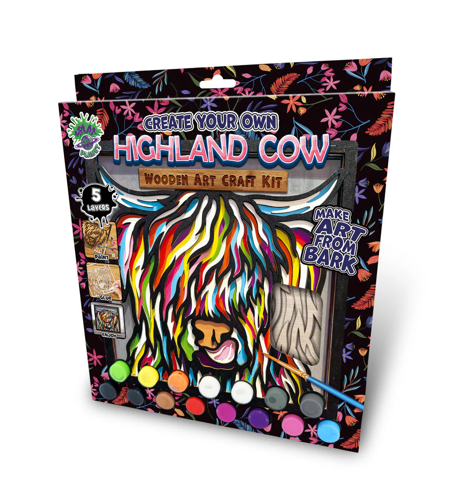 SPLAT PLANET WOODEN HIGHLAND COW ART CRAFT KIT