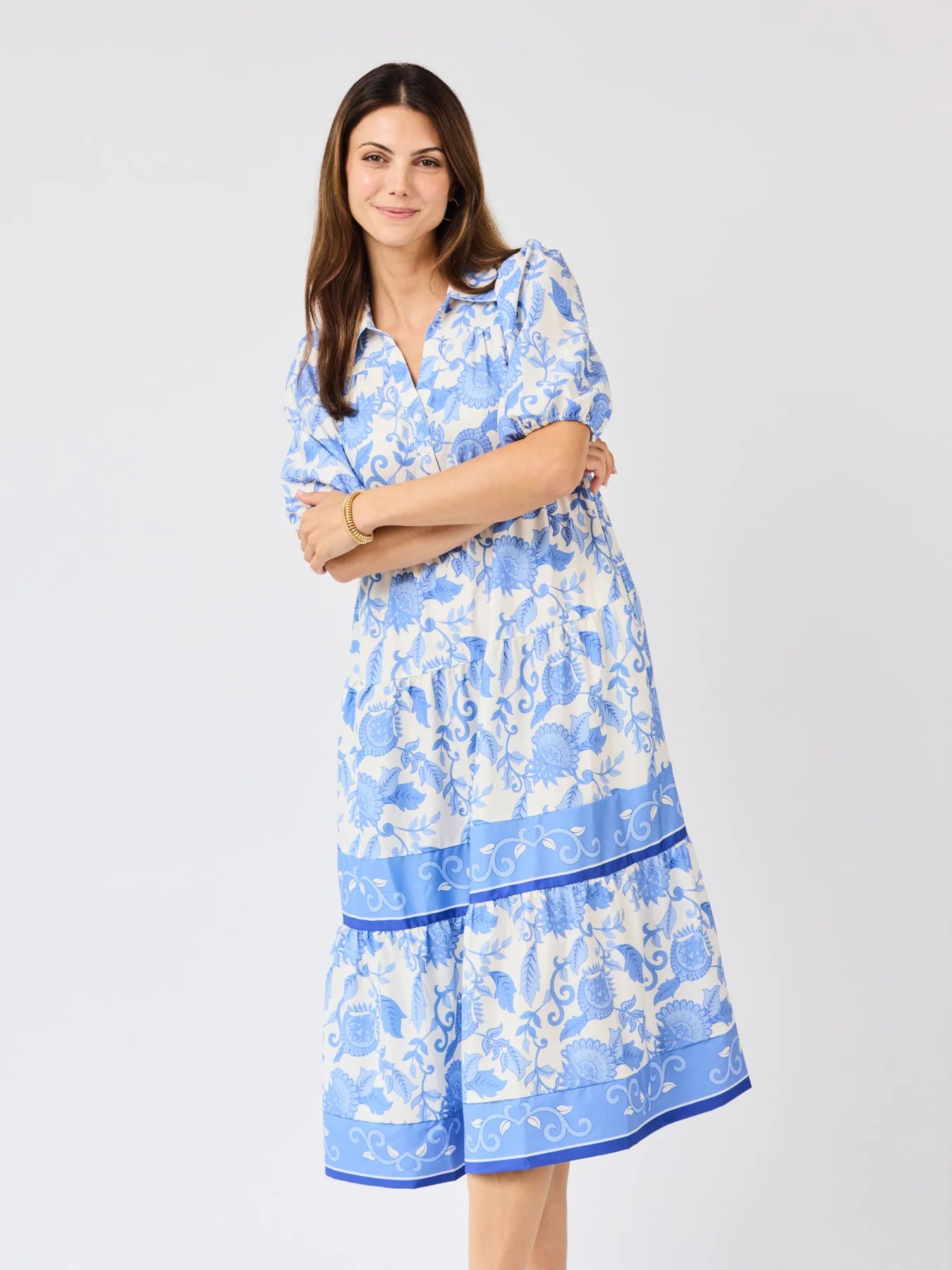 Mary Square Eloise Dress | Porcelain Vines Blue
