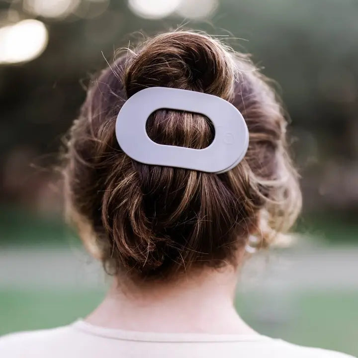 Teleties Round Flat Hair Clip | Large | Silver Flames