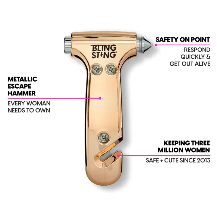 BLINGSTING Emergency Escape Hammer | Metallic Rose Gold