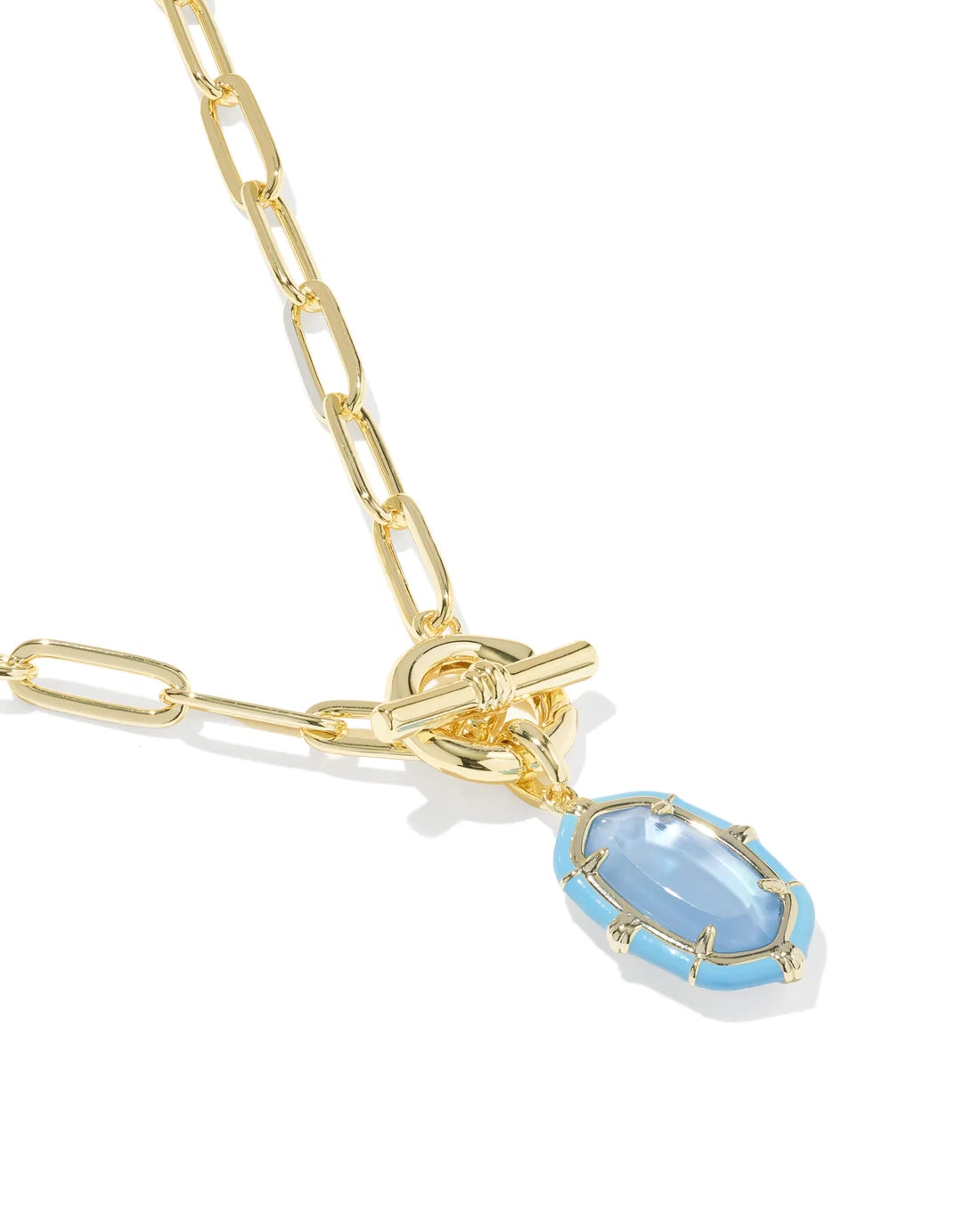 KENDRA SCOTT ELISA ENAMEL LINK AND CHAIN NECKLACE GOLD PERIWINKLE ILLUSION