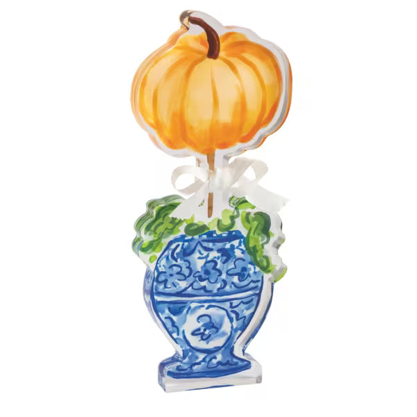 MUD PIE PUMPKIN TOPIARY ACRYLIC SITTER
