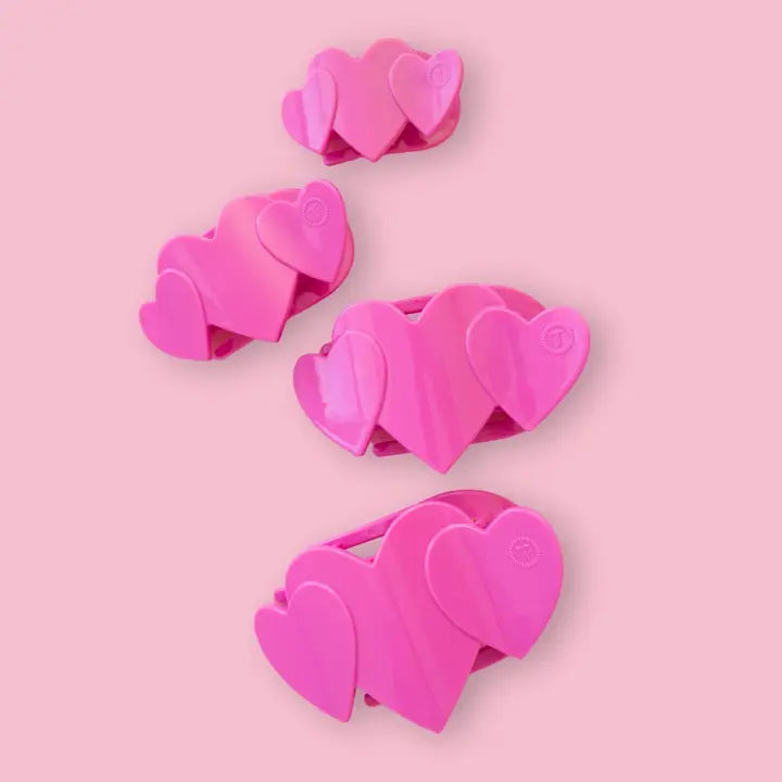 Teleties Flat Hair Clip | Large | Pink Heart To Heart