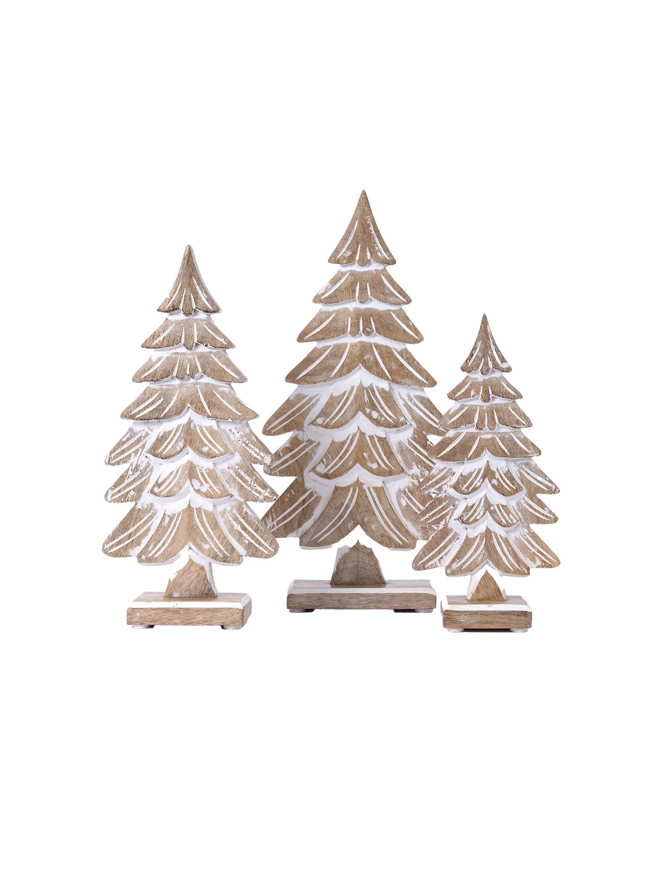 Mary Square Carved Pine Wood Trees