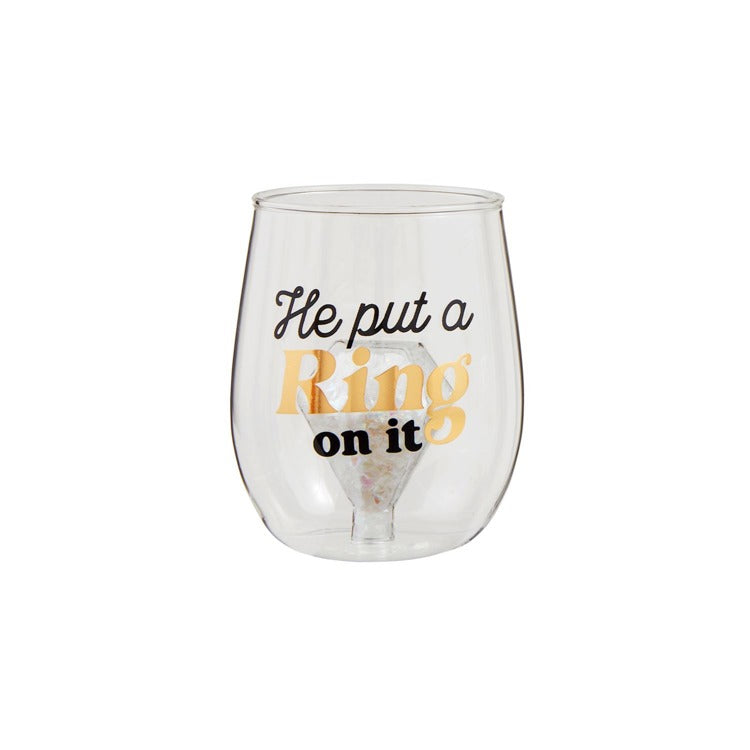 MUD PIE Put A Ring On It Wedding Glass