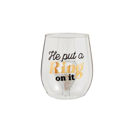 MUD PIE Put A Ring On It Wedding Glass