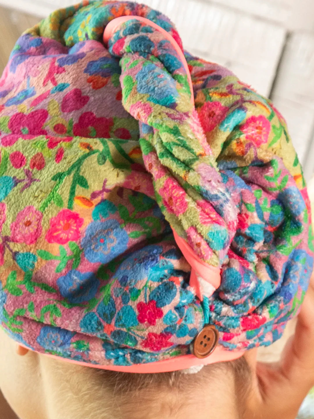 Natural Life Microfiber Hair Towel Wrap-Rainbow Floral Rows