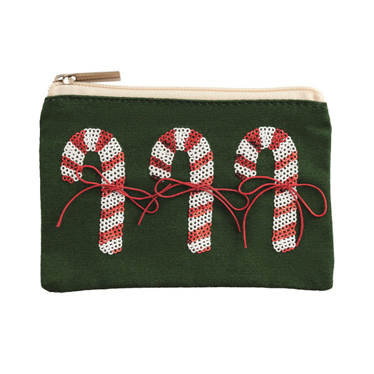 MUD PIE CANDY CANE SEQUIN ZIP POUCH