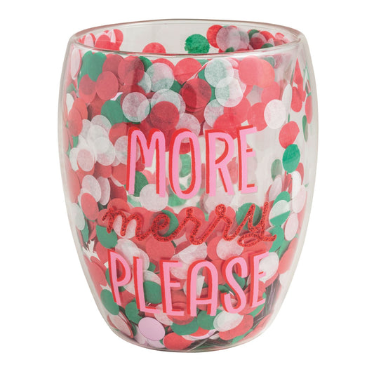 MUD PIE MERRY TIPSY CONFETTI WINE GLASS
