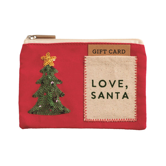 MUD PIE LOVE SANTA SEQUIN ZIP POUCH