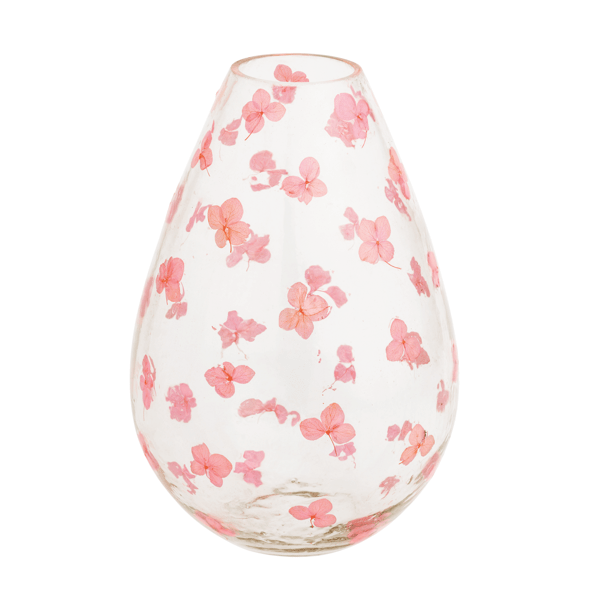 MUD PIE LARGE PINK PRESSED FLOWER VASE