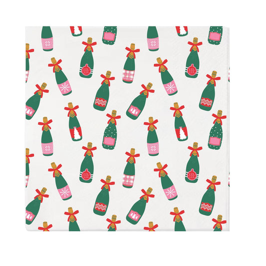 Mary Square  Cocktail Napkins Champagne Bottles