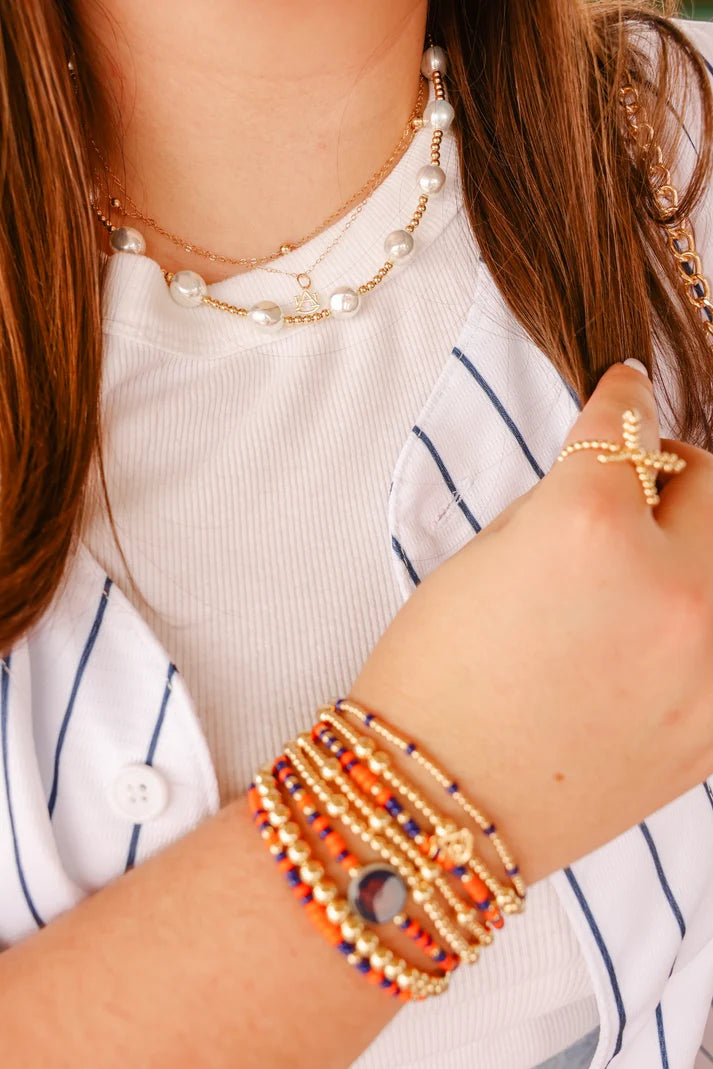 Beaded Blondes Auburn Logo Charm Necklace