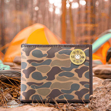 ZEP-PRO SHOT MEN'S BIFOLD OLD SCHOOL CAMO LEATHER WALLET.