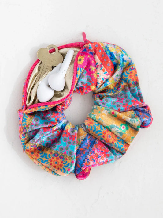 Natural Life Hideaway Scrunchie - Folk Flower Patchwork