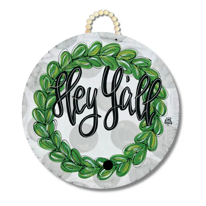 DK Designs Gray "Hey Y'all" Wreath Hanger + Mini