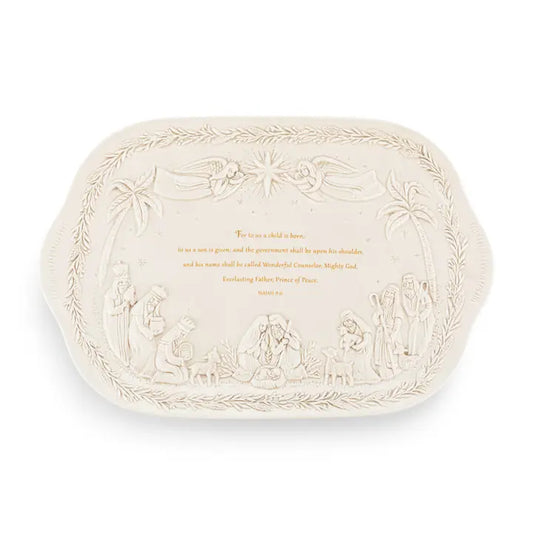 Demdaco A Child Is Born Nativity Platter