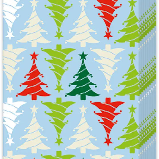 Boston International Pocket Tissues Pack of 10 Trees in Line Light Blue Christmas