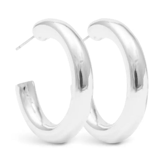 Amanda Blu Silver Savannah Polished Hoop Earrings