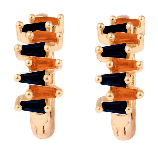 Mary Square  Kay Earrings Navy & Orange