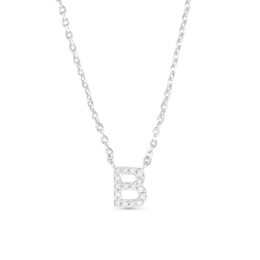 Amanda Blu Silver Cz Initial Necklace - B