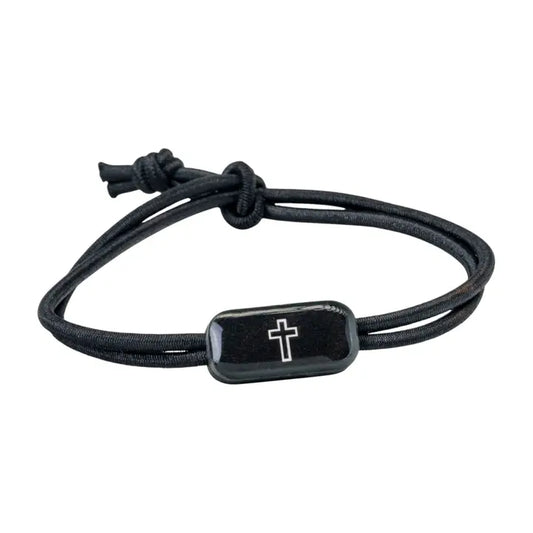 Tap To Pray® Survivor Series Tactical Bracelet-Onyx + Cross