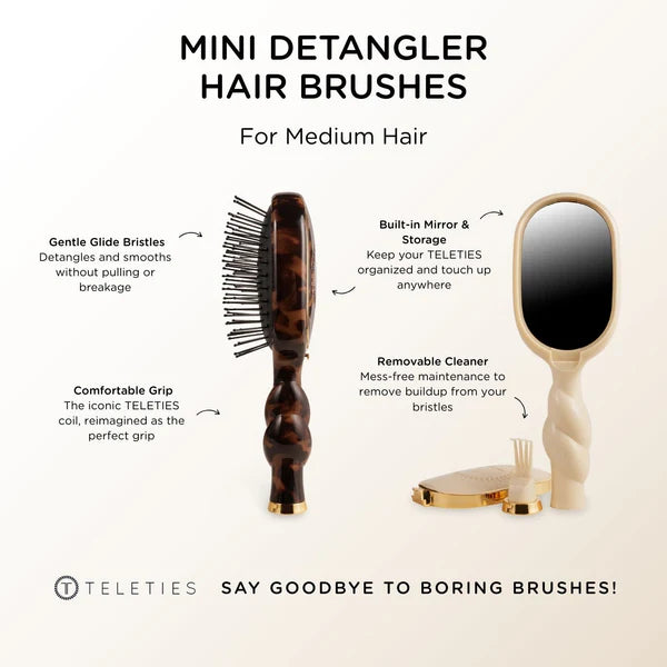 Teleties Mini Detangler Hair Brush for Medium Hair - Tan