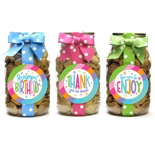Oh, Sugar! Cookie Jars - Bright Stripe - Quart-Chocolate Chip