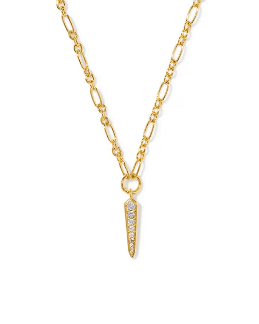 KENDRA SCOTT FATE SHORT PENDANT NECKLACE GOLD WHITE CZ
