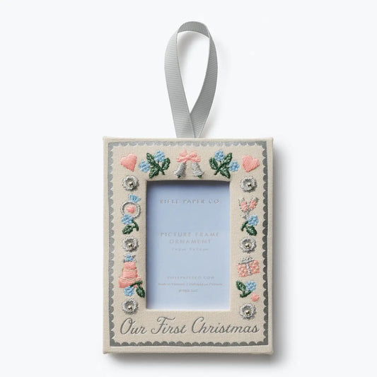 Rifle Paper Co. Our First Christmas Embroidered Frame Ornament