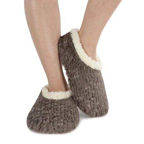 Snoozies! Womens Teddy Bear Faux Fur Slipper With Memory Foam Sole Dark Grey
