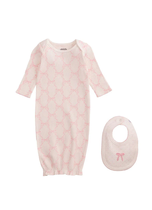 MUD PIE BOW PRINT SLEEPER GOWN SET