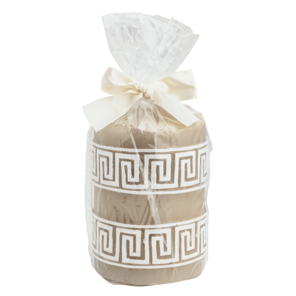 MUD PIE LARGE GREEK KEY PILLAR CANDLE