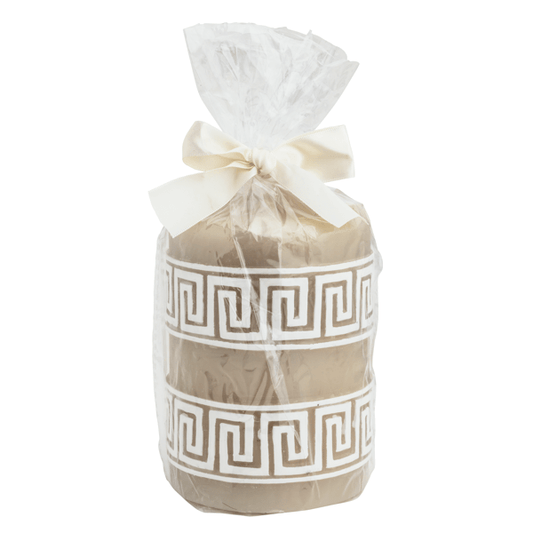 MUD PIE LARGE GREEK KEY PILLAR CANDLE