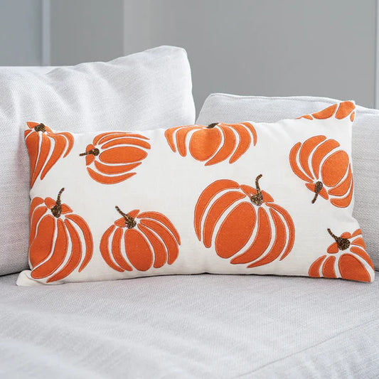 EZ HOME Pumpkin Applique Lumbar Pillow