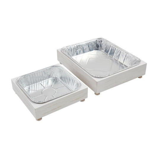 MUD PIE WOOD ALUMINUM PAN HOLDER