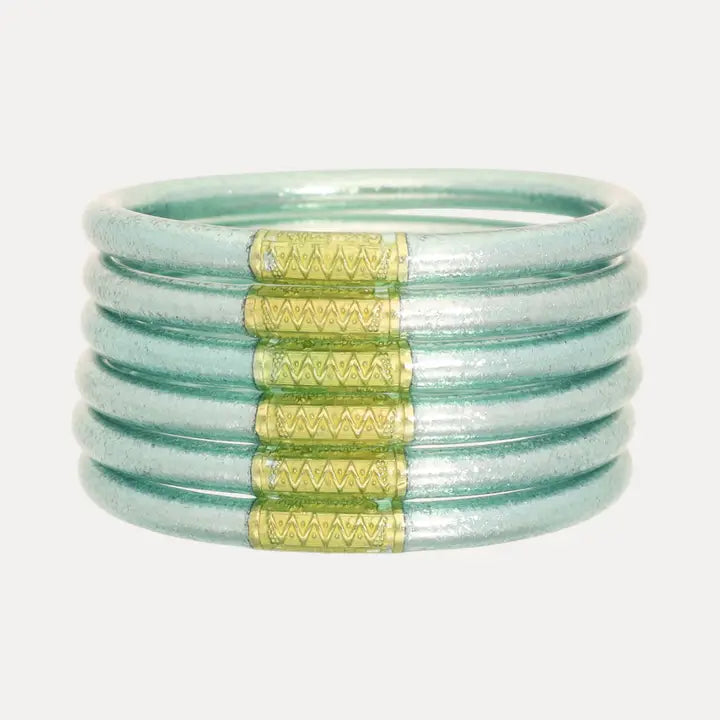 BuDhaGirl Mint All Weather Bangles® (Set of 6) - Serenity Prayer