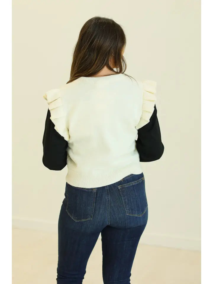 Grace + Emma Ruffle Sleeve Sweater Vest