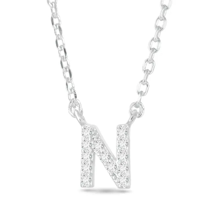 Amanda Blu Silver Cz Initial Necklace - N