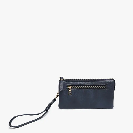 Jen & Co. Ariel Distressed Dual Compartment Wristlet Wallet-Navy