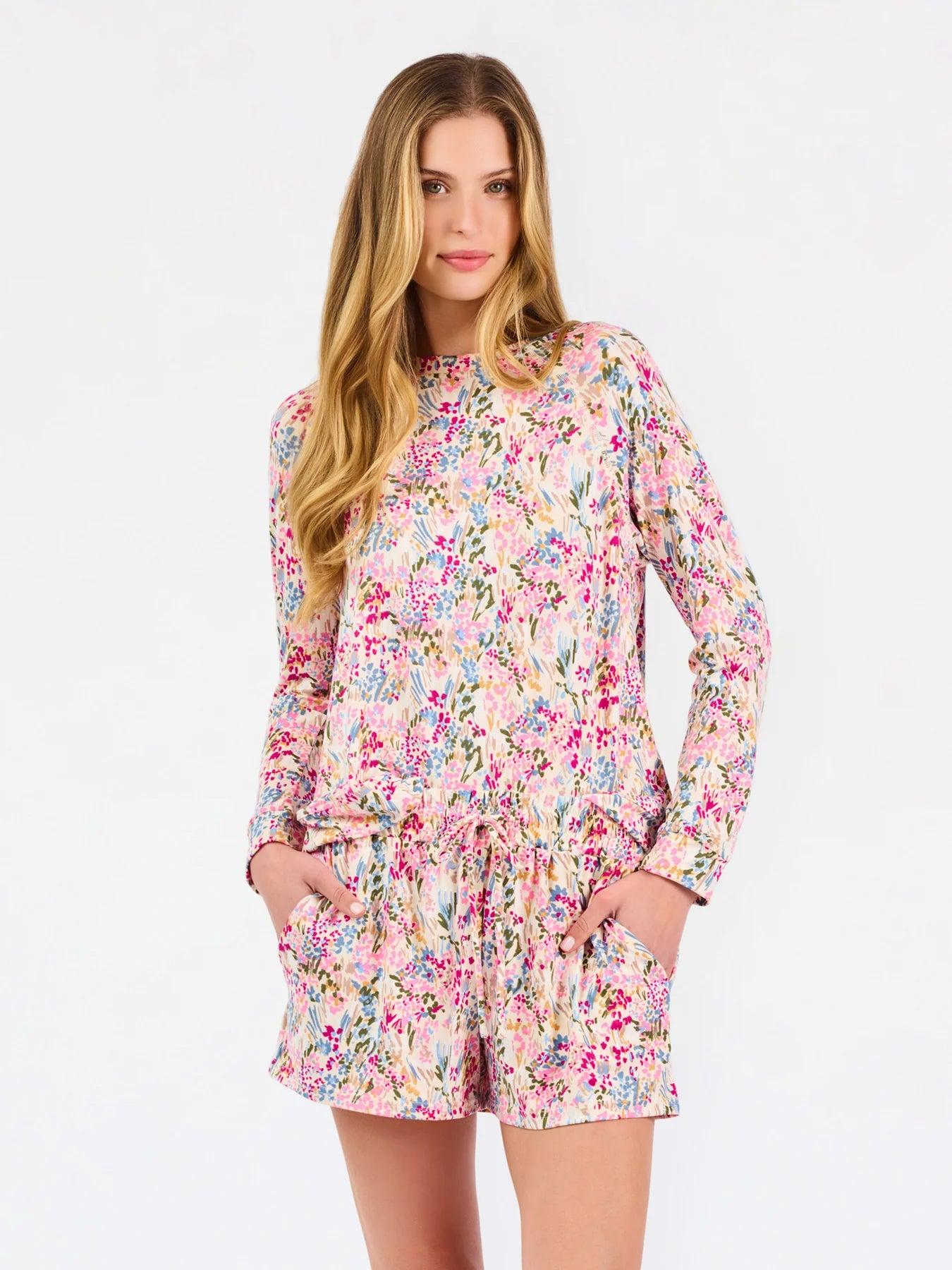 Mary Square Women's Annie Shorts Set | Autumn Meadow Pink