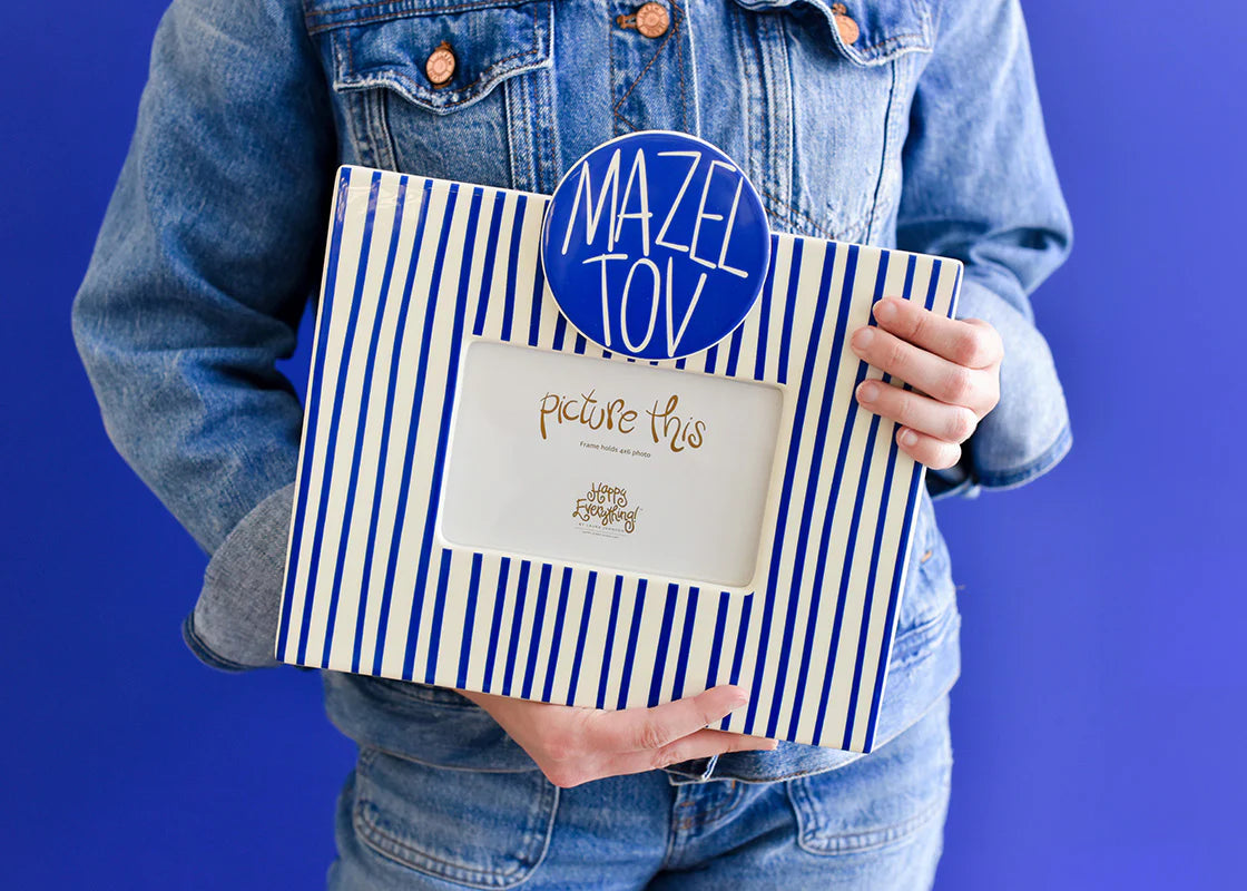 HAPPY EVERYTHING INDIGO SKINNY STRIPE MINI RECTANGLE FRAME
